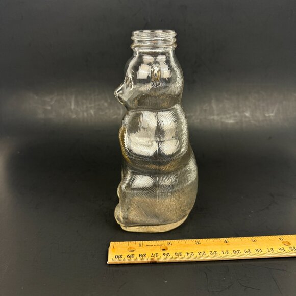 Vtg 1950s Clear Glass Bear Bank Snow Crest Beverages Salem Mass No Lid Top READ - Picture 5 of 13